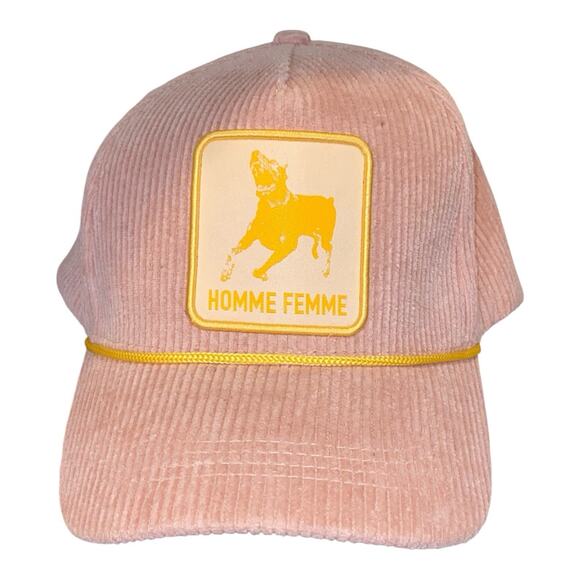 HOMME FEMME HOMME FEMME DOBERMAN HAT FALL202372-2 PINK/YELLOW - Picture 1 of 9